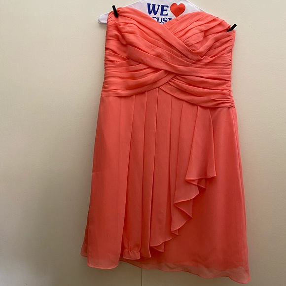 David's Bridal Strapless Crinkle Chiffon Dress 12 - Picture 9 of 9